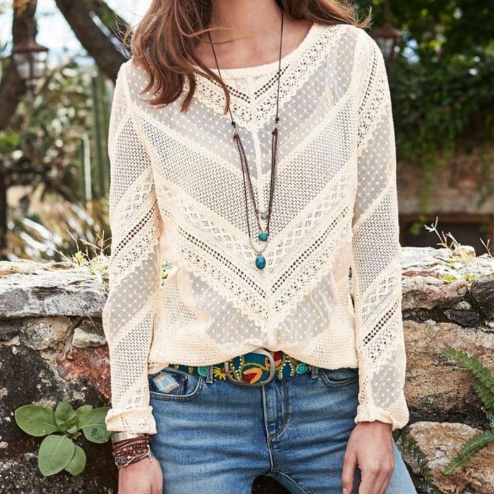 SUNDANCE Lace For Days Top off white Large